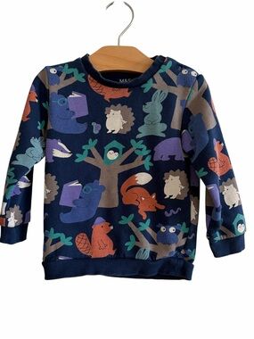 M&S Navy Woodland Animal Long-Sleeve Top